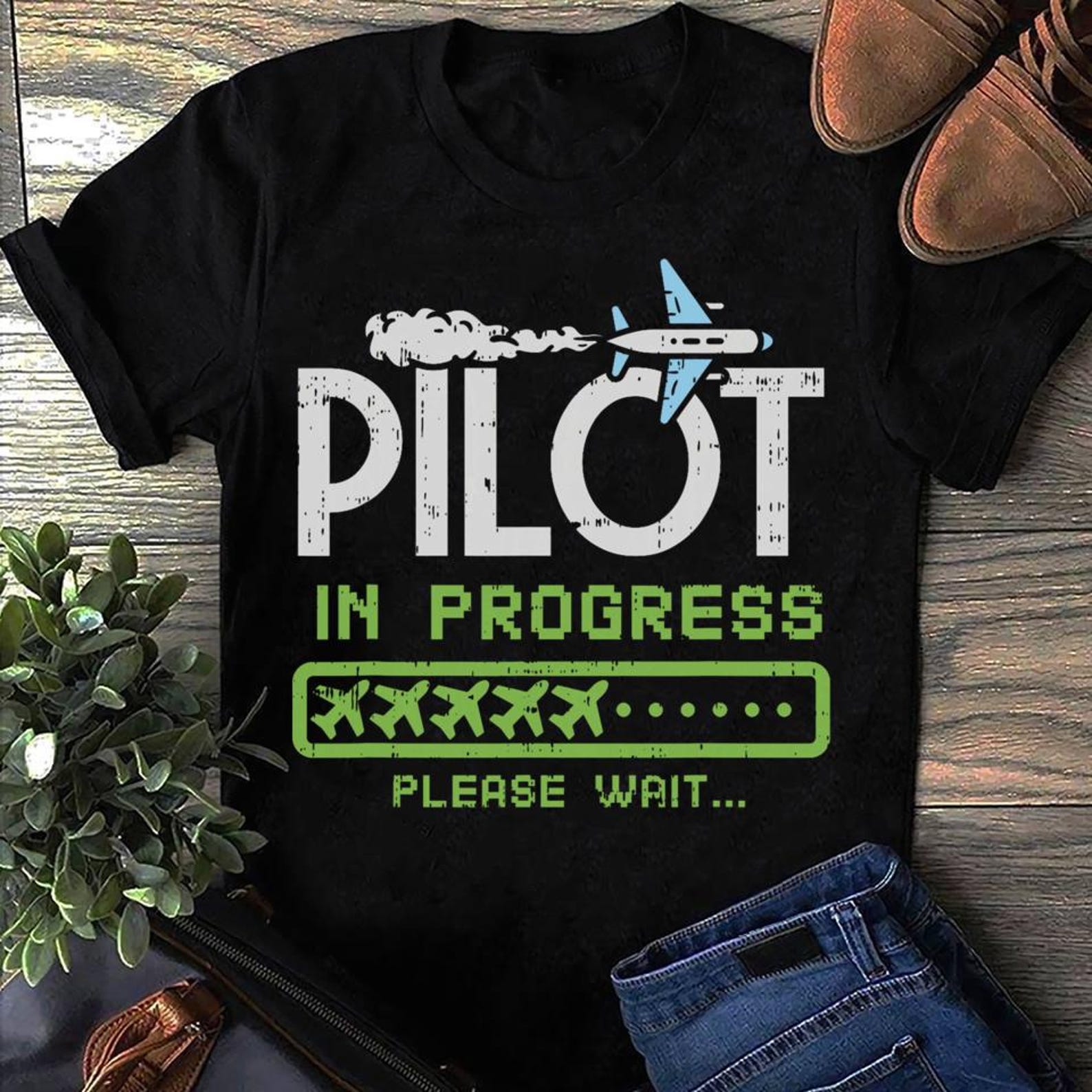 Pilot In Progress T-Shirt: Funny Aviation Gift for Future Pilots S