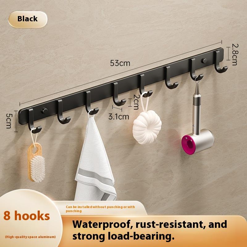 Space Aluminum Bathroom Hook No Drilling Strong Adhesive Coat Hook For Bathroom Kitchen Wall Mounted Clothes Hanger