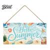 Wooden Door Plaque Summer Hanging Sign, Beach Theme Welcome Sign Front Decor with Decorative Rope, Colorful Hanger for Seasonal Farmhouse House