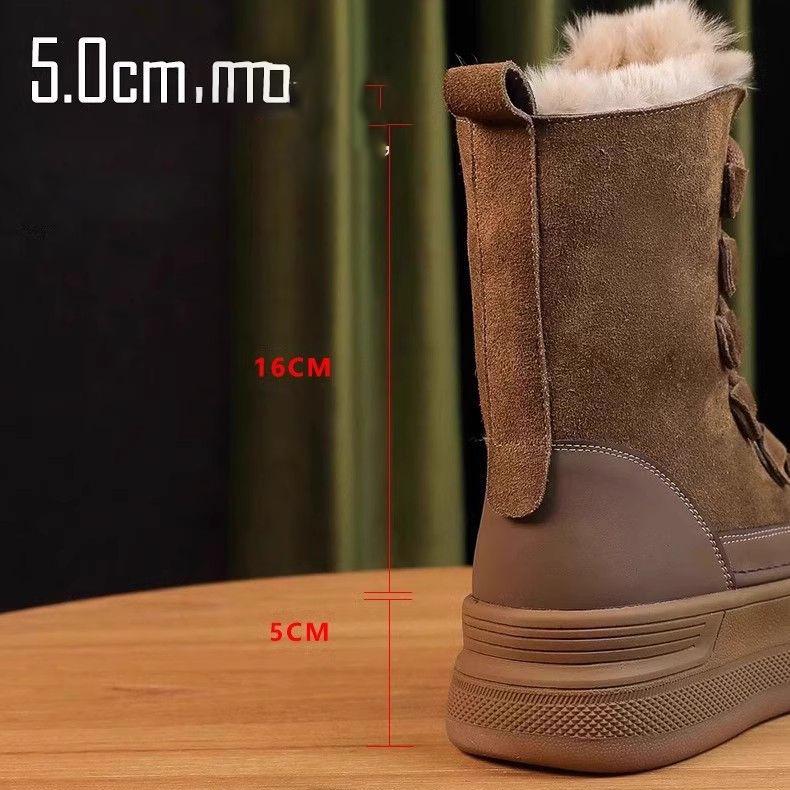 Fashion Outdoor Travel Boots Women Suede Mountaineering Boots Thick Fur Mid-Calf Snow Boots 2025 Winter Platform Cotton Shoes