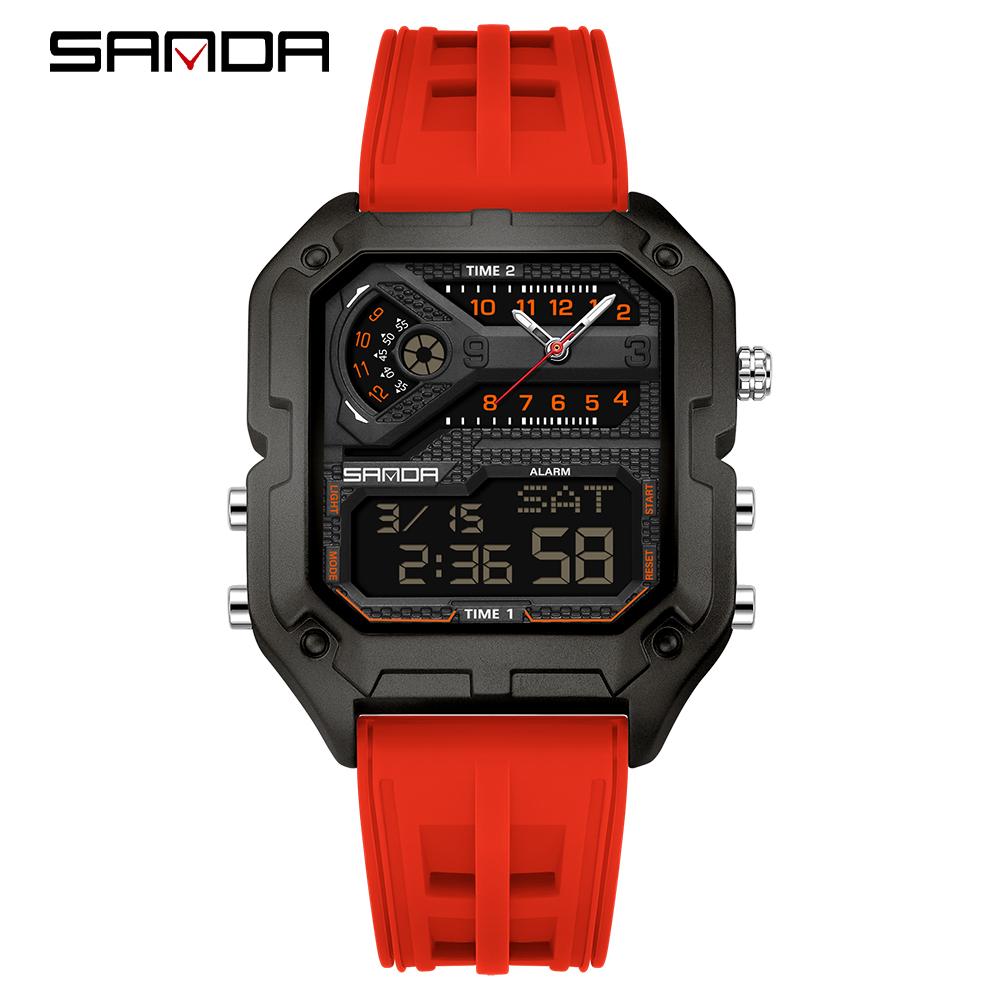 SANDA 6278 Multi functional Square Fashion Electronic Watch Top Men's Watch Waterproof Sports Outdoor Alarm Clock Men's Watch
