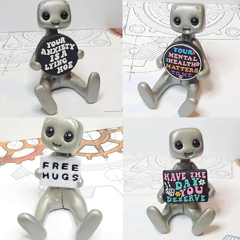 A Type Your Anxiety Is A Lying Hoe Robot Schattig Klein Figuur Mentale Gezondheid Hars Bureau Ornamenten Kinderspeelgoed Cadeaus Robot Figuur