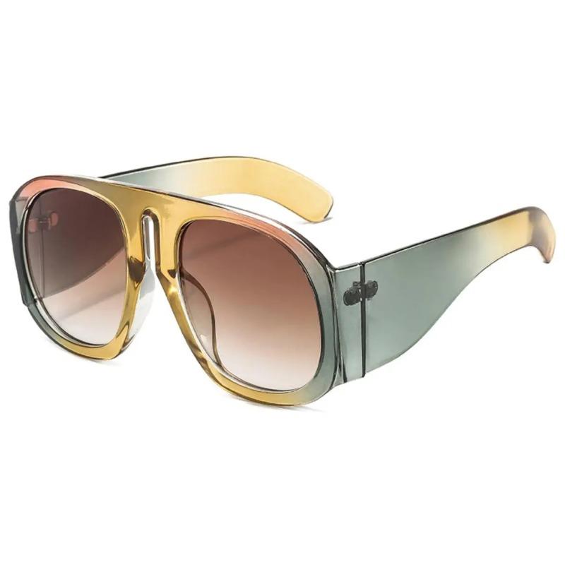 Yellow Oversized Pilot Sunglasses Women Luxury Designer Wide Square Gradient Sun Glasses Trendy Big Frame