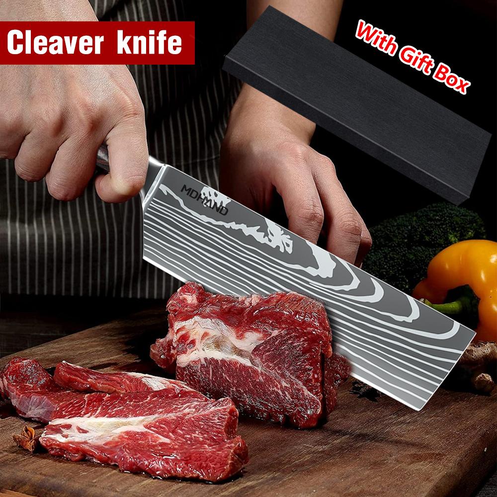 7 inch Santoku Chef knife Stainless Steel Kitchen Knife Multifunction Ultra Sharp Cleaver Imitate Damascus Pattern Cooking Tool