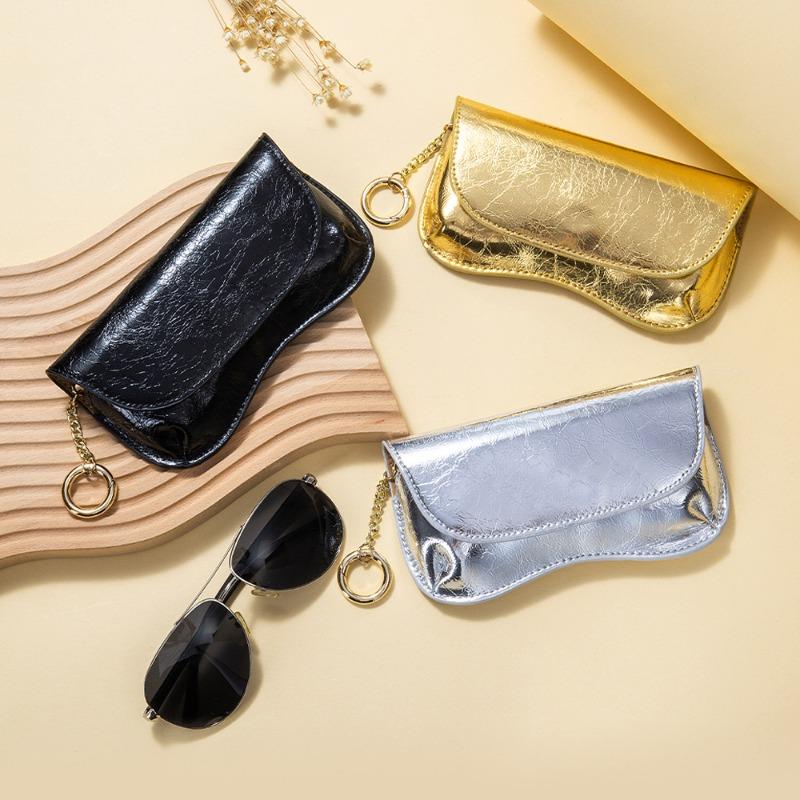 New Burst Glasses Bag Niche Design Versatile Portable Sunglasses Storage Bag First Layer Cowhide Sunglasses Case