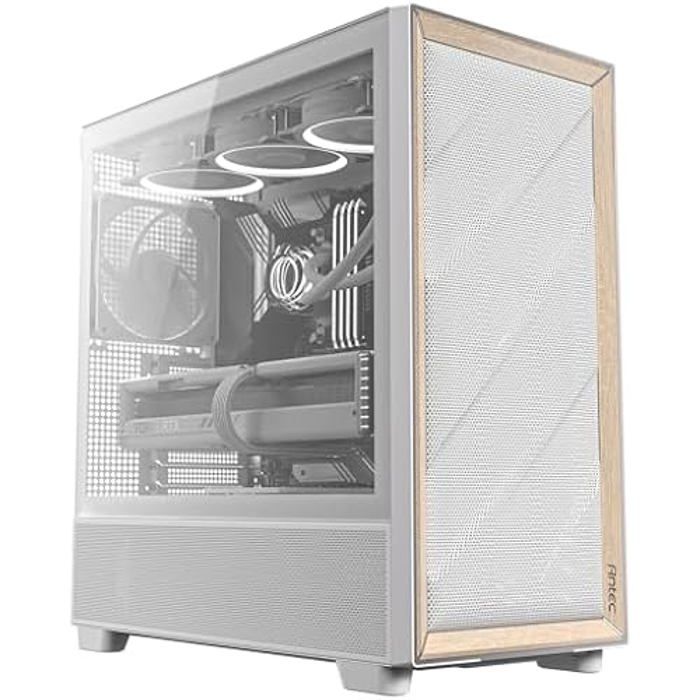 Boîtier d'ordinateur - Antec - Flux Wood White - 5 ventilateurs PWM - Panneau avant en bois - Radiateur 420mm