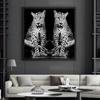 Black and White Animal Art Canvas Paintings Two Leopard Poster and Prints Modern Modular Picture for Living Room Home Decoration