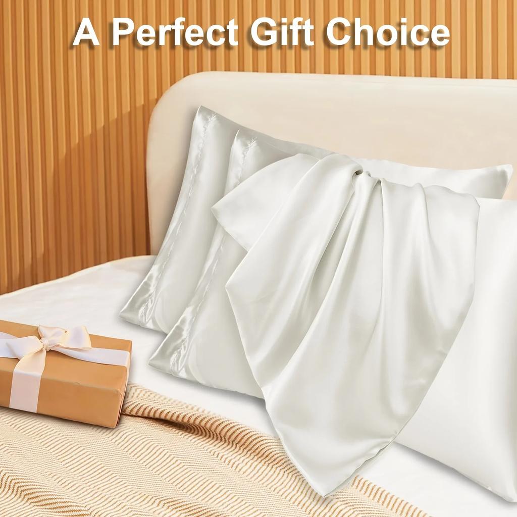 2pcs Luxury Satin Envelope Pillowcase Solid Color, Silk Like High-End Nighttime Hair Protection, Woven Fabric, Active Printing