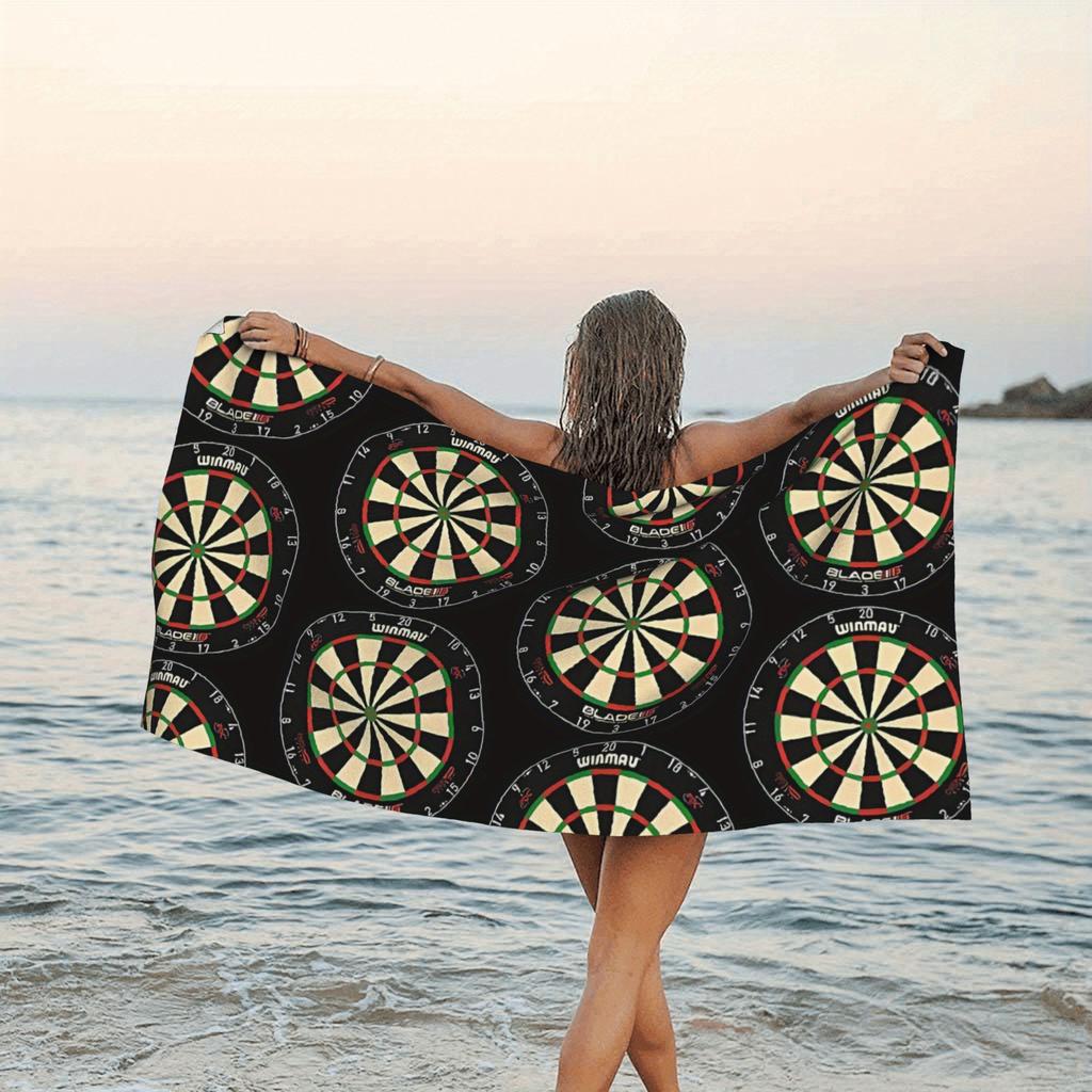 Dart Board Beach Towel Single Sided 2D Print Quick Dry Microfiber Towel for Pool Beach Swimming Cool Sports Vibe for Dart Fans