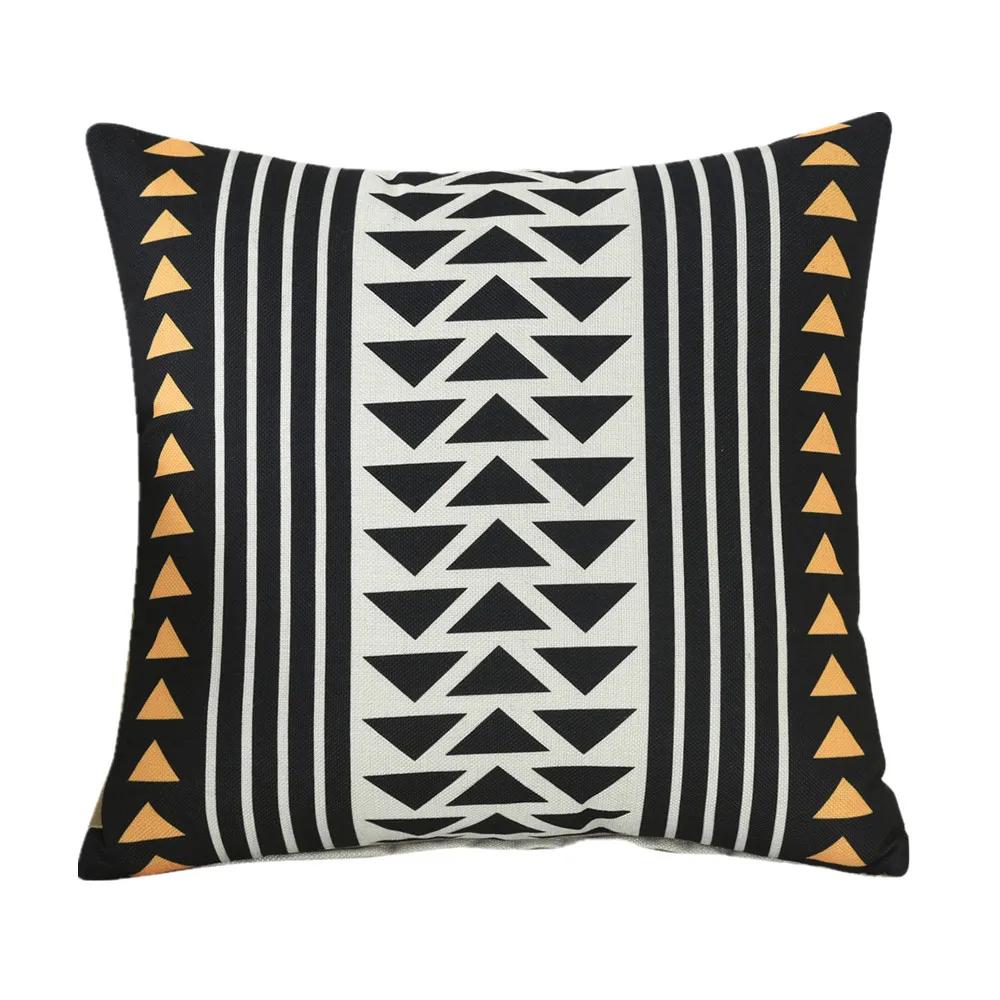 45x45cm Cartoon Cat Geometric Printed Sofa Cushion Cover Cotton Linen Home Living Room Decoration