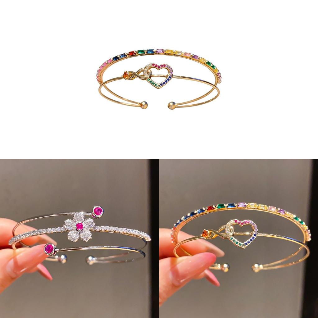 Fashion Heart Pendant Bracelet With Zirconia In Gold Plating For Womens Elegant Jewelry