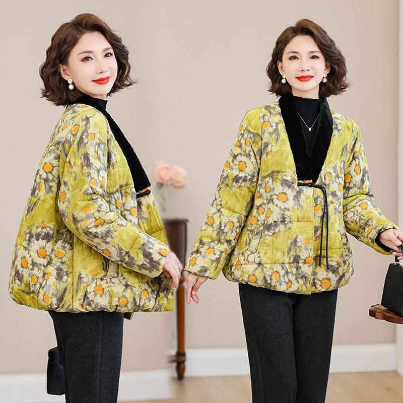 National style buckle new Chinese cotton jacket women's 2025 new winter jacket thickened warm retro padded jacket
