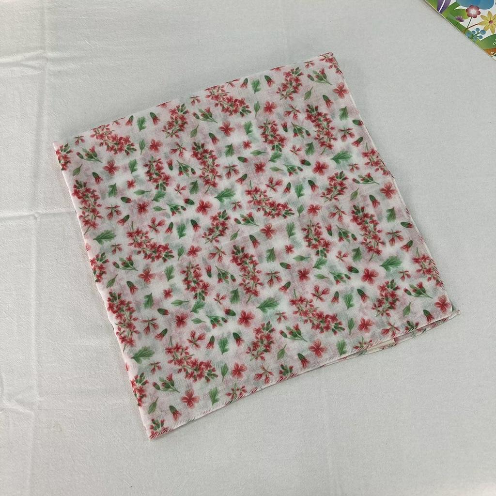 New cotton and linen British breathable floral cotton square scarf silk scarf headband fresh scarf spring and autumn headscarf scarf versatile