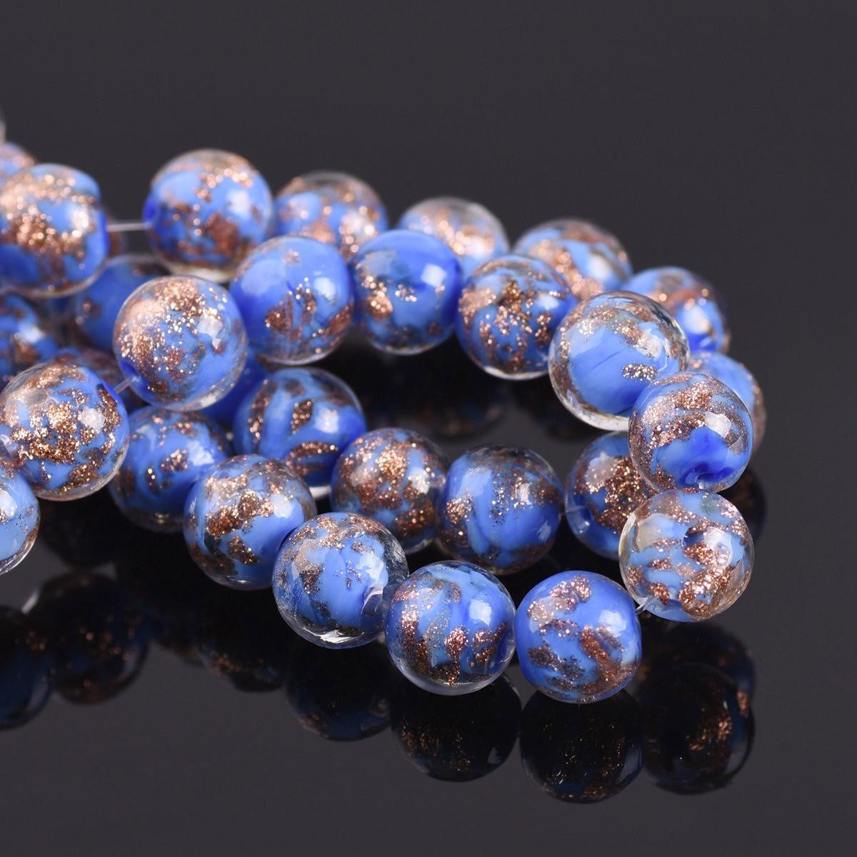 

10 шт. Круглые 8 мм 10 мм 12 мм Фольгированные Лэмпворк Стеклянные Свободные Бусины для DIY Поделок Ювелирных Изделий Браслетов Аксессуары 8mm-10pcs