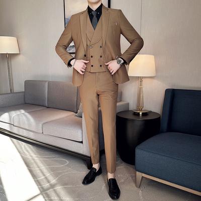 Erkek Takım Elbise Günlük Moda İngiliz Takım Elbise Slim-fit Küçük Takım İş Resmi Sağdıç Damat Gelinlik Blazer Takımları