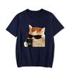 Hot Neutral Style Cool Cat Selfie T Shirt Korean Text Meme Print Short Sleeve O Neck Soft Washable Tops Funny Streetwear Tee Top