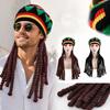 Colorful Knitted Dreadlock Braids Wig with Beret Hat, for Party and Daily Wear