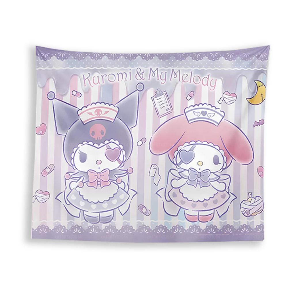 1pc Sanrio Kuromi Cinnamoroll Wall Tapestry Cartoon Wall Hanging for Kawaii Room  Nursery Decoration 74x94cm(29x37in)