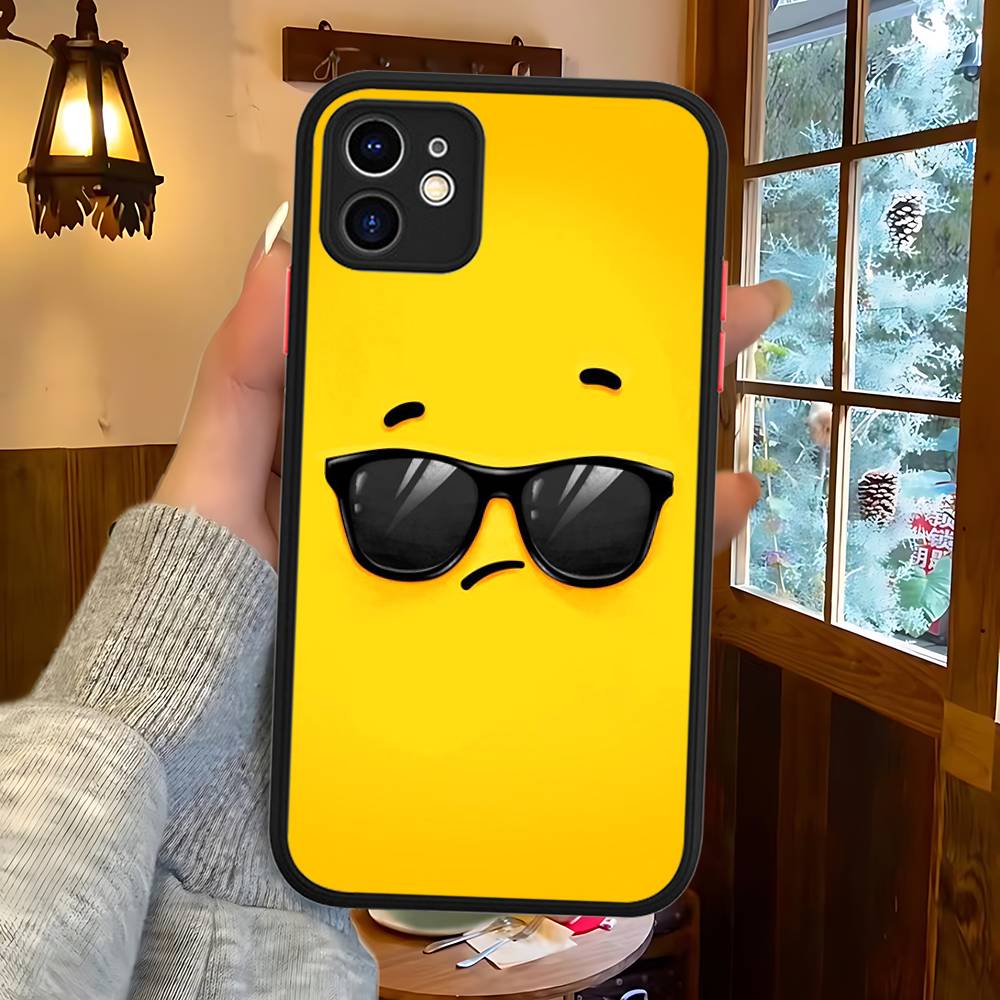 Funny Face Matte Translucent Phone Case For Iphone 16 ProMax 15 14 13 12 11 X XS PRO Plus