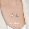 925 Silver Lucky Whale Tail Onyx Mother-of-Pearl Turquoise Gemstone Necklace