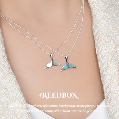 925 Silver Lucky Whale Tail Onyx Mother-of-Pearl Turquoise Gemstone Necklace