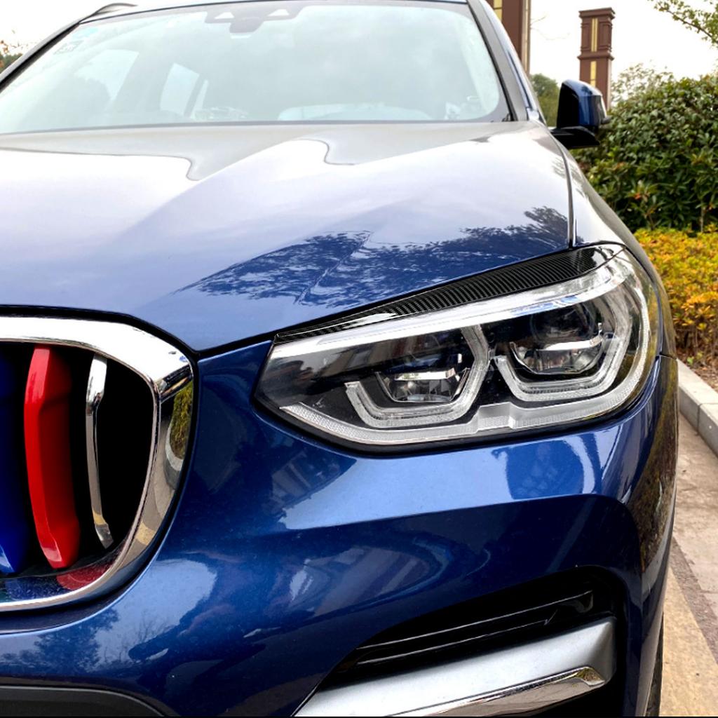 1 Pair Headlight Eyebrow Stickers Car Headlamp Eyelid Decal Cover Replacement for X3 X4 G01G02 2018+(Carbon     )