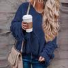Women's  And Winter Loose Solid Color Wide Sleeve Tassels Stitching Long-sleeved  Knit Sweater Top