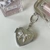 Elegant Table Heart Ribbon Mirror Keyring Pouch Keyring Phone Keychain