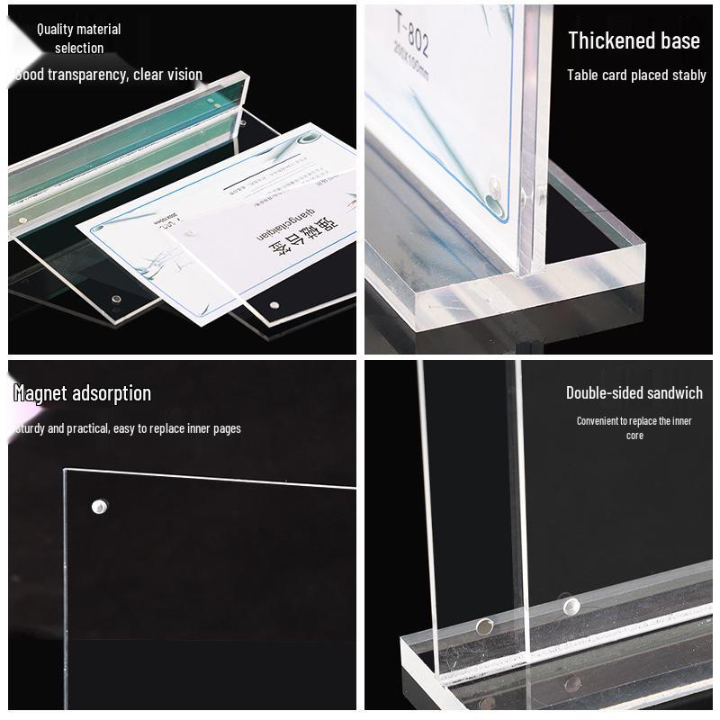 T-Type Magnetic Table Tent Card Holder: Dual-Use Horizontal & Vertical Display Stand