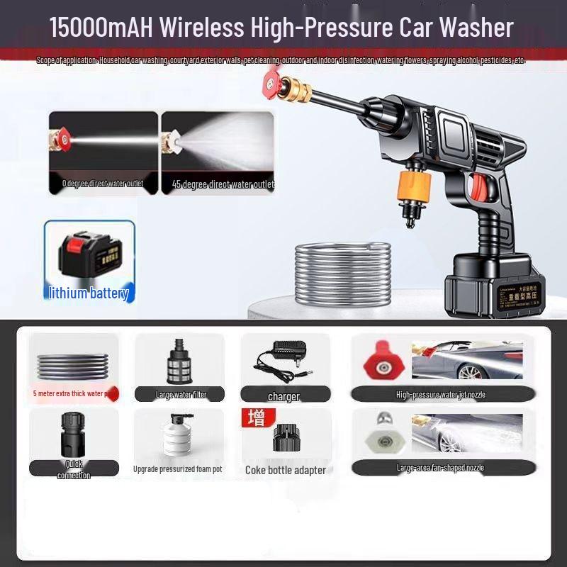 Portable Cordless High-Pressure Car Washer - Lithium Battery Powered Cleaning Machine