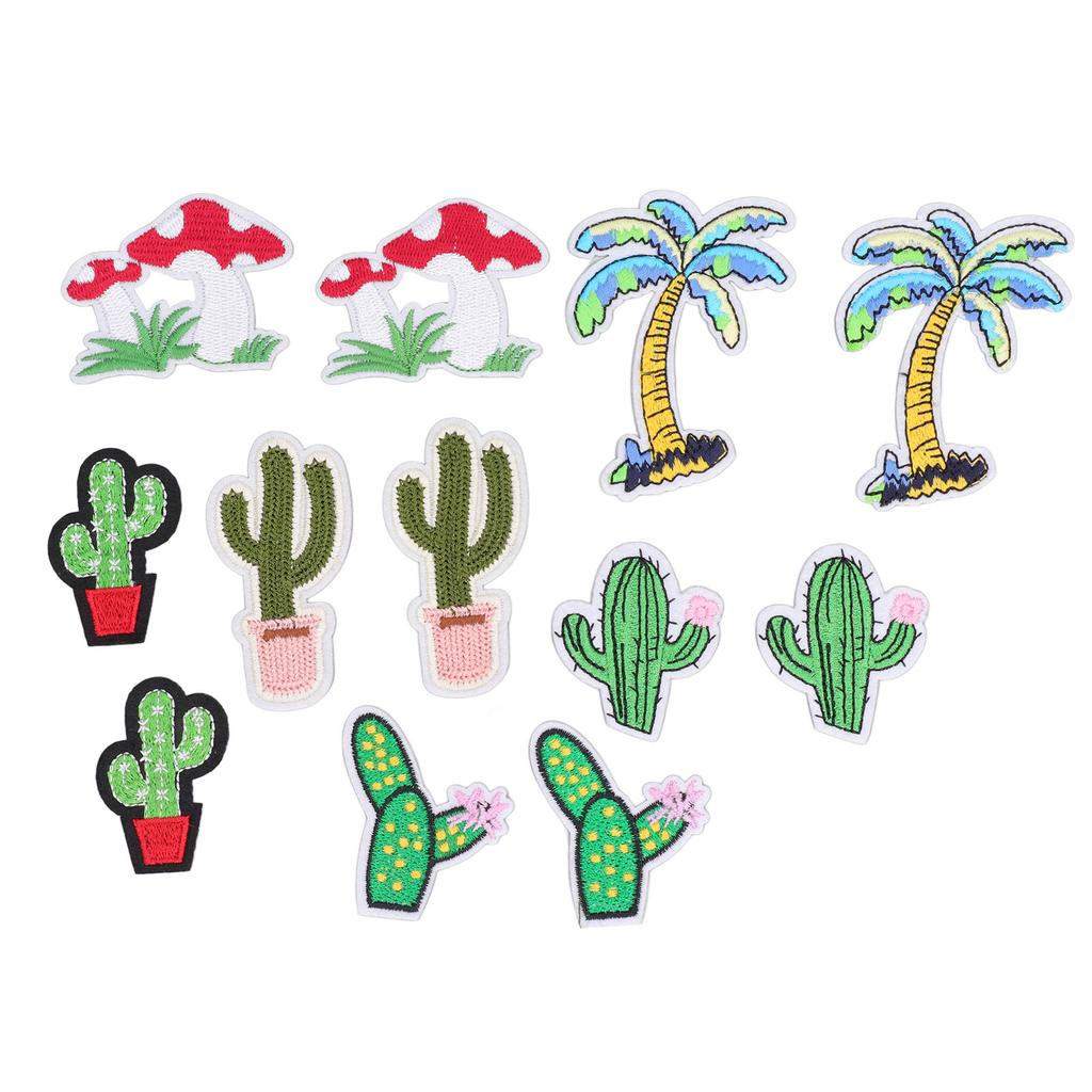 12pcs Plant Patches DIY Decoration Plant Appearance Cotton Iron On Patches Easy Iron Embroidered Patch for Dress Package