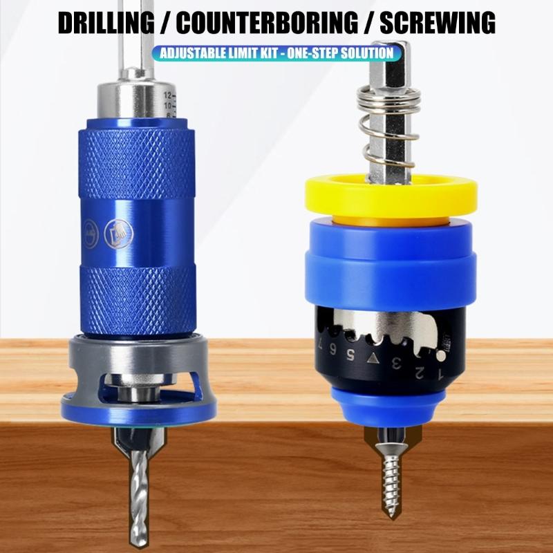 Adjustable Depth Stop Counterbore Drill Bit Set Countersink Drill Bit For Precise Woodworking 3.2mm To 4.8mm Tapered Bit