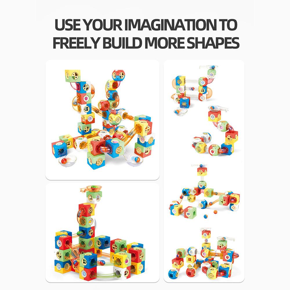 Bambini Fai da te Pista Blocchi da Costruzione Tubi Due in Uno Labirinto Tridimensionale 3D Blocco da Costruzione Palla Elettrica