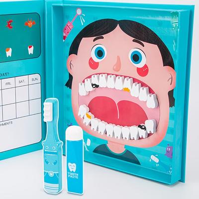 Blue Wooden Dentist Toy Set for Ages 3 and Up, Educational Dental Role-playing Game with Medical Tool Accessories, Perfect for Halloween, Christmas