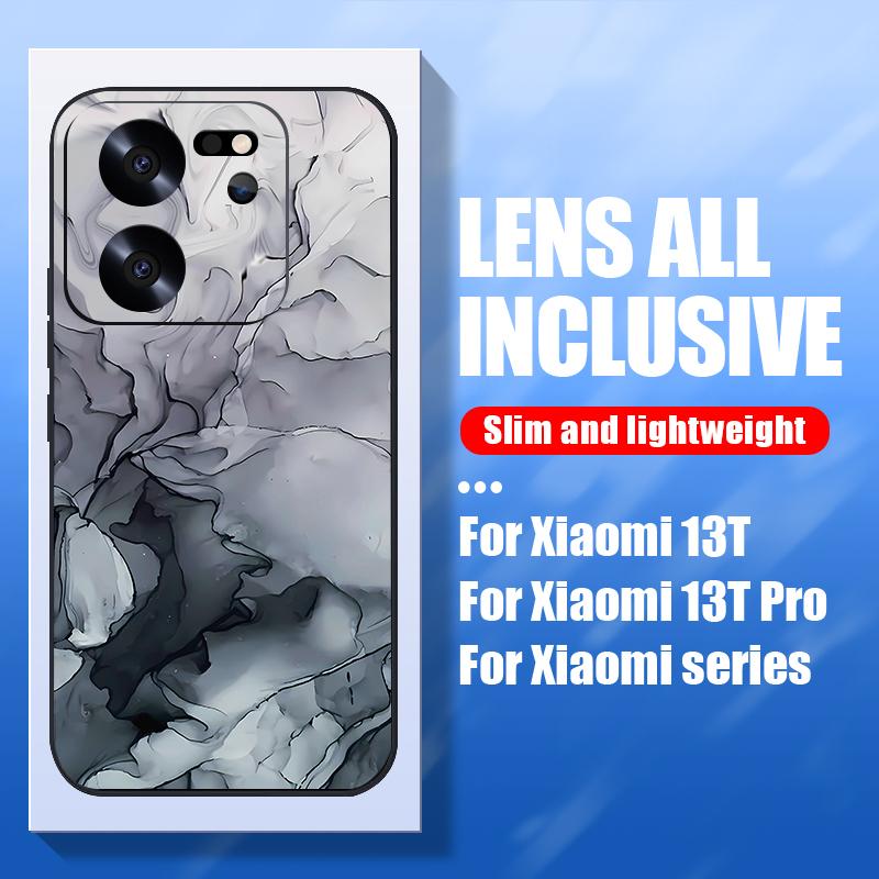 Luxury Marble Pattern Phone Case for Xiaomi 13T 11T Poco F6 X6 X5 Pro Redmi Note 14 13 12 11 Pro K40 K70E Lanyard Shockproof Soft TPU Cover