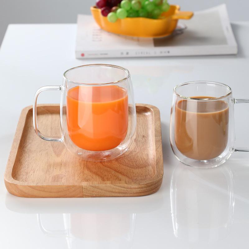 Egg-Shaped Double-Layer Glass Coffee & Tea Cup with Handle, Anti-Scald Design
