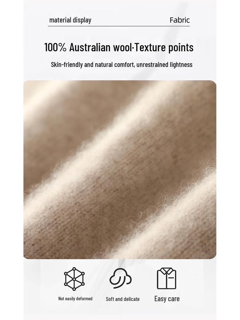 Men's Pure Wool Half-High Collar Thick Business Pullover Sweater - Loose Knit Base Layer