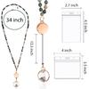 Bohemian Leaf Stone Lanyard for Teachers Retractable ID Badge Holder with Breakaway Clip Natural Stone Teacher Lanyard with Retractable Reel and