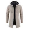 Trench invernale da uomo Giacca lunga in maglia Maglione con cappuccio in pile Caldo Beige Cardigan Business Casual Giacca con cerniera Cappotto
