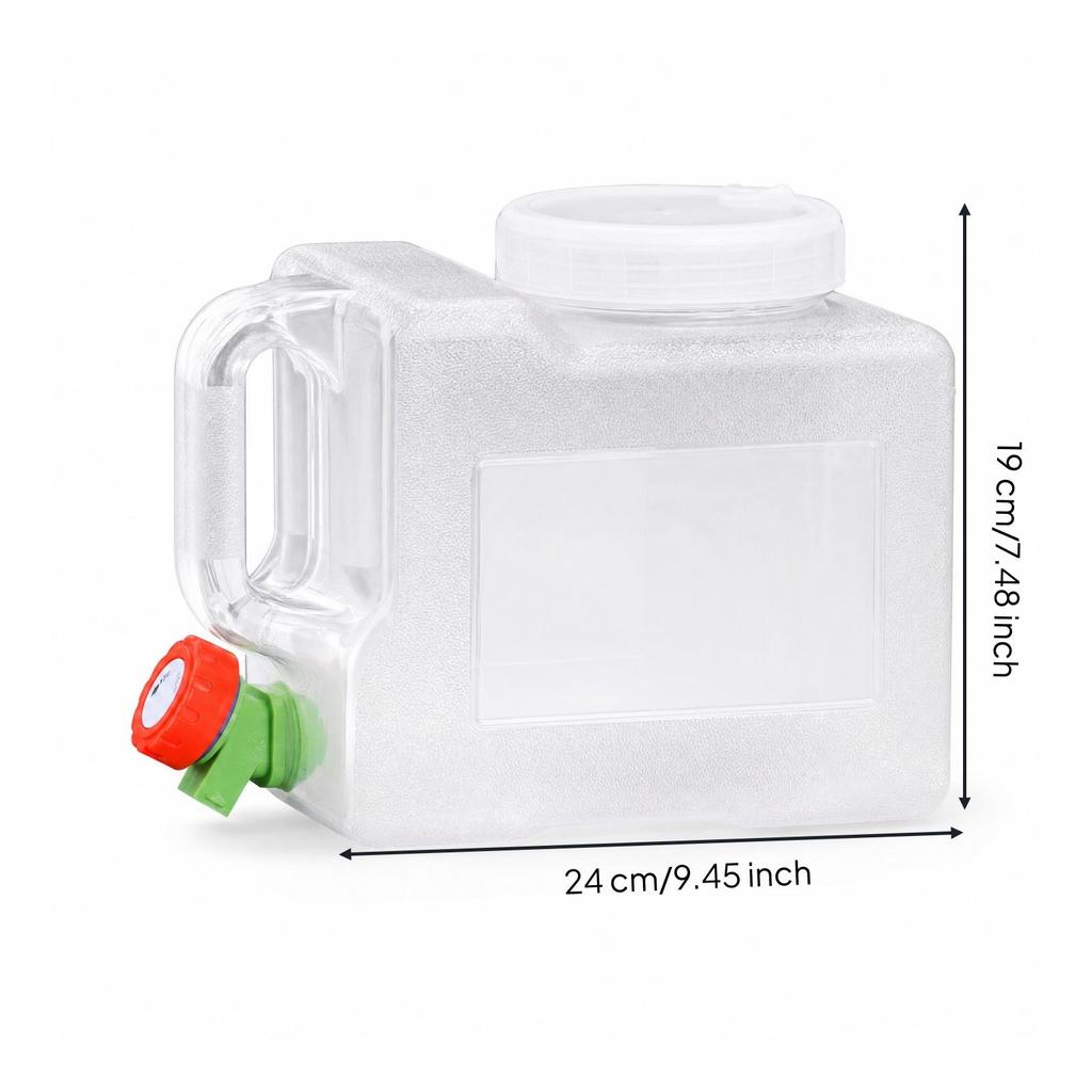 Water Container with Spigot Clear Jug Compact for Campers, Journeyers, Camping,