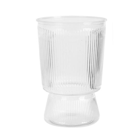 

Hydroponic Flower Vase Transparent Vertical Grained Glass Design Vase Reusable PET Modern Nordic Style Vase for Flowers Pothos S чистий