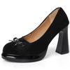 Fashion Designer Vintage Butterfly-knot Women Pumps Shoes Fashion Slip On Party Dress Female Thick Heel Shoes
