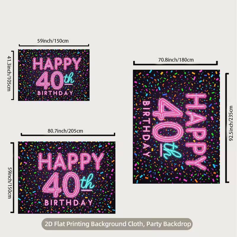 2D 40th Birthday Backdrop for Adult & Milestone Birthday Photoshoot
