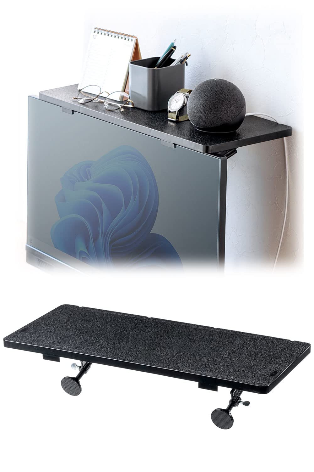 

Display Top Shelf for Monitors and Wide x 3kg Load Compatible with Curved Small Item No Tools E-Supply Board, TVs, 47.6cm 20.6cm Deep, Capacity, чёрный