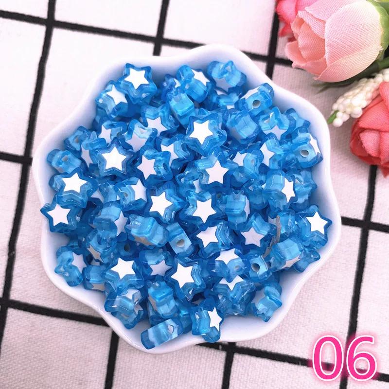 50pcs Five-pointed Star Acrylic Beads Loose Spacer Beads for Jewelry Making DIY Bracelet Accessories