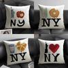 Ich liebe New York Kissenbezug Natürlicher Leinen Bio-Stoff Beidseitiger Druck Atmungsaktiv Perfektes Geschenk Für Dekoration