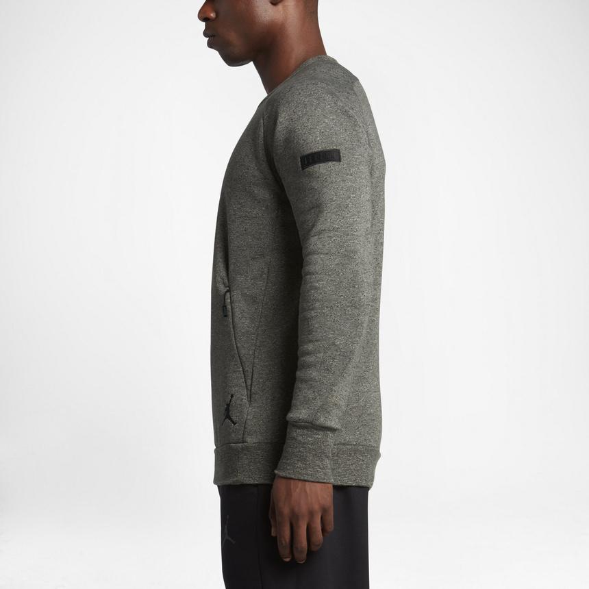 Jordan Solid Color Casual Sport Crew Neck Sweatshirt Men Tops Dark-Grey 802185-355