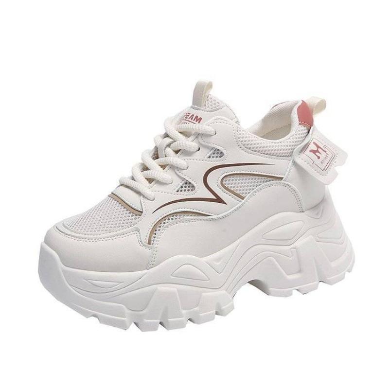 Fashion Cross-border  Women Casual Sneakers New Tennis Breathable Platform Shoes Female Black Thick Bottom Running Shoes
