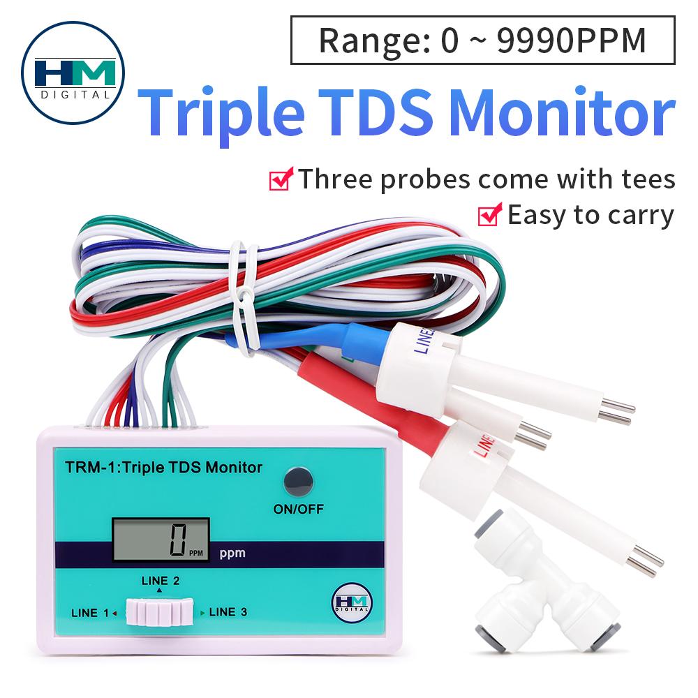HM Digital TDS Tester LCD Online Water Quality Meter 0-9990PPM Detection Water TDS Monitor Inlet Outlet Test for Pool Laboratory