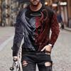 Autumn Round Neck 3D Skull Pattern Printed Top Fashionable Casual Long Sleeved Men's T-shirts